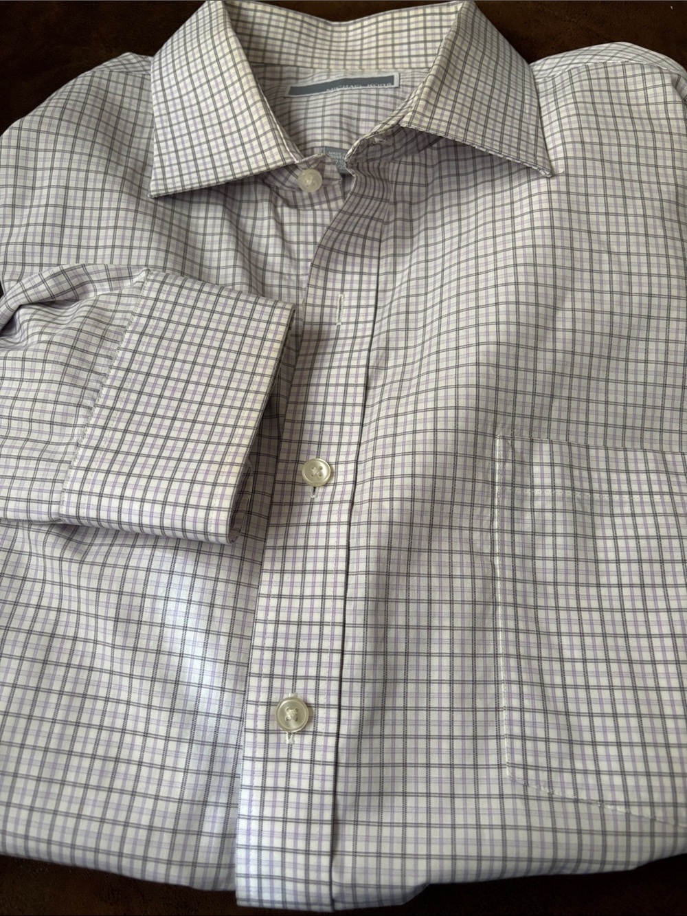 Michael Kors Men's Purple Checked Dress Shirt - Classic Button-Up